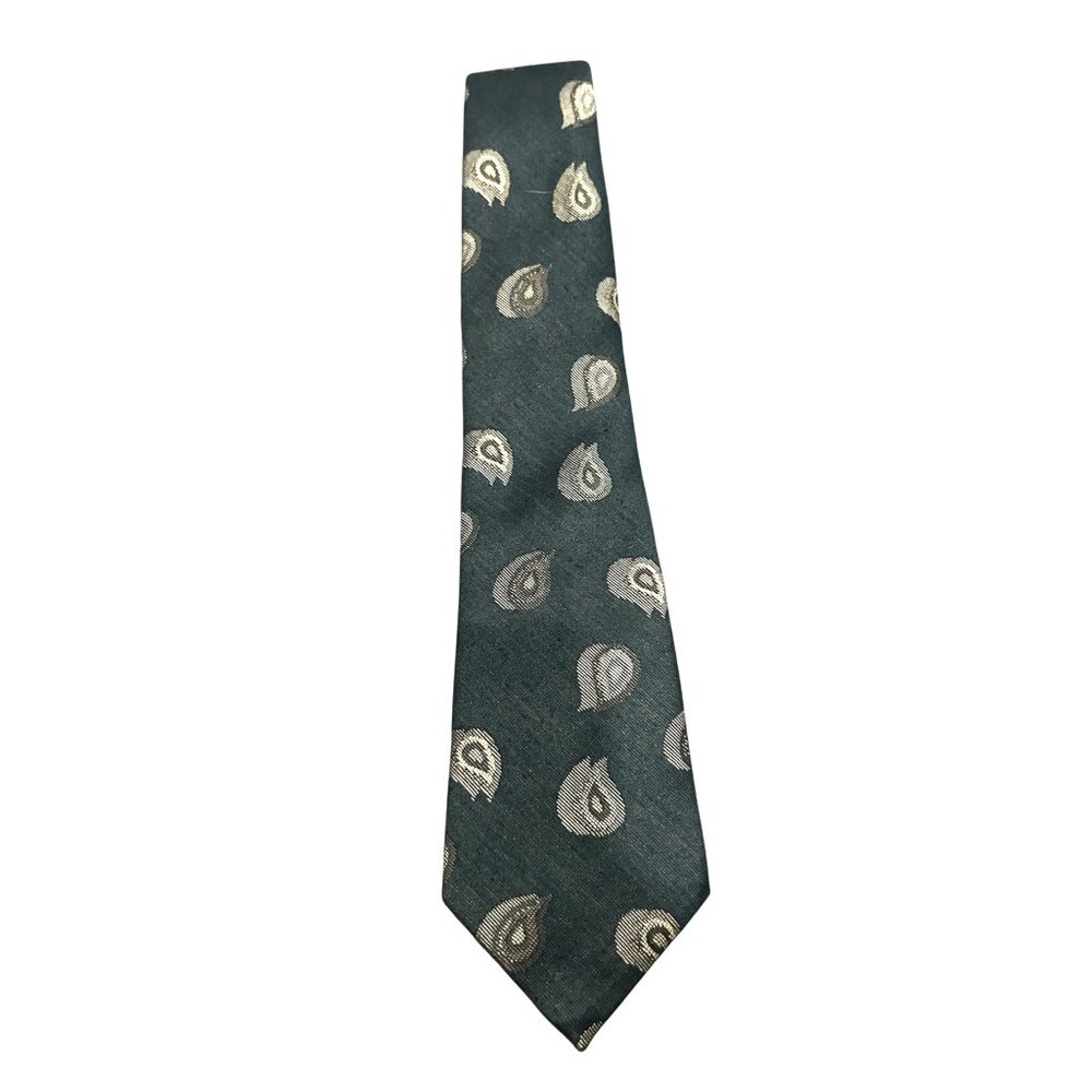 Hunting Horn Black Paisley Necktie By J. Riggins Made In USA Vintage